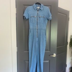 Topshop Denim Carpenter Jumpsuit